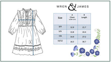 Load image into Gallery viewer, Blue Embroidered Ruffle Dress