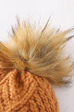 Load image into Gallery viewer, Camel cross cable knit pom pom beanie hat baby toddler adult
