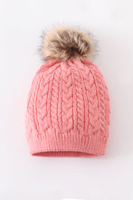 Load image into Gallery viewer, Bubblegum pink cable knit pom pom beanie hat baby toddler adult
