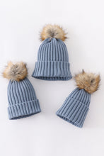 Load image into Gallery viewer, Slate knit pom pom beanie hat baby toddler adult
