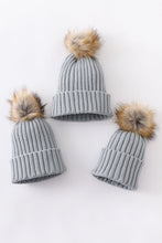 Load image into Gallery viewer, Sage knit pom pom beanie hat baby toddler adult
