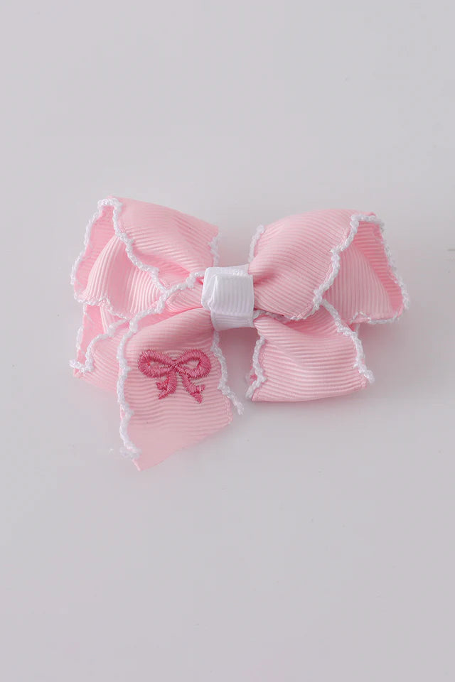 Pink Bow with Pink Stitching - 2
