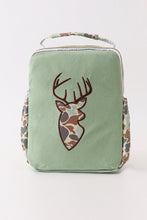 Load image into Gallery viewer, Green camouflage reindeer applique lunch bag
