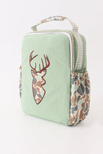 Load image into Gallery viewer, Green camouflage reindeer applique lunch bag
