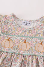 Load image into Gallery viewer, Pink floral print pumpkin embroidery baby set
