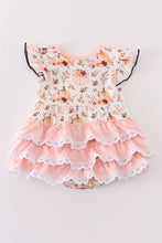 Load image into Gallery viewer, Coral pumpkin print girl bubble

