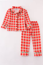 Load image into Gallery viewer, Red christmas tree gingham boy pajamas set

