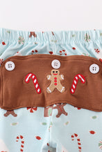 Load image into Gallery viewer, Blue christmas gingerbread boy pants set
