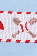 Load image into Gallery viewer, Blue baseball embroidery smocked set
