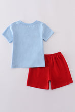 Load image into Gallery viewer, Blue baseball embroidery smocked set
