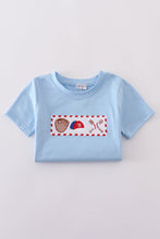 Load image into Gallery viewer, Blue baseball embroidery smocked set
