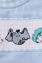 Load image into Gallery viewer, Blue Dr. Seuss embroidery smocked bubble
