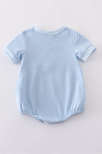 Load image into Gallery viewer, Blue Dr. Seuss embroidery smocked bubble
