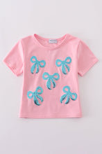 Load image into Gallery viewer, Pink bow sequin mom&amp;me top
