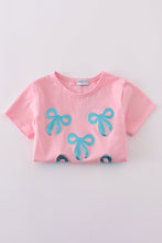 Load image into Gallery viewer, Pink bow sequin mom&amp;me top
