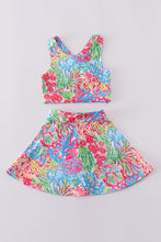 Load image into Gallery viewer, Pastel tropics print tennis skort set
