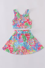 Load image into Gallery viewer, Pastel tropics print tennis skort set
