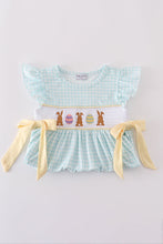 Load image into Gallery viewer, Blue bunny embroidery smocked dress
