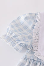 Load image into Gallery viewer, Blue plaid he is risen embroidery dress
