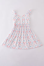 Load image into Gallery viewer, Blue bow lattice print  mom&amp;me dress
