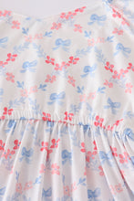 Load image into Gallery viewer, Blue bow lattice print  mom&amp;me dress
