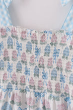 Load image into Gallery viewer, Blue hydrangea bow smocked mom&amp;me dress

