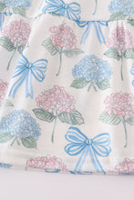 Load image into Gallery viewer, Blue hydrangea bow smocked mom&amp;me dress

