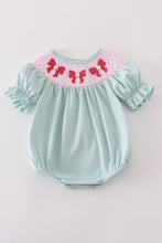 Load image into Gallery viewer, Blue bow pearl smocked bubble
