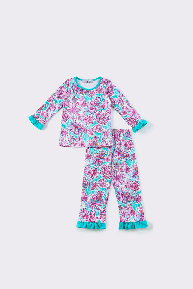 Teal Lilly Ruffle Pajamas