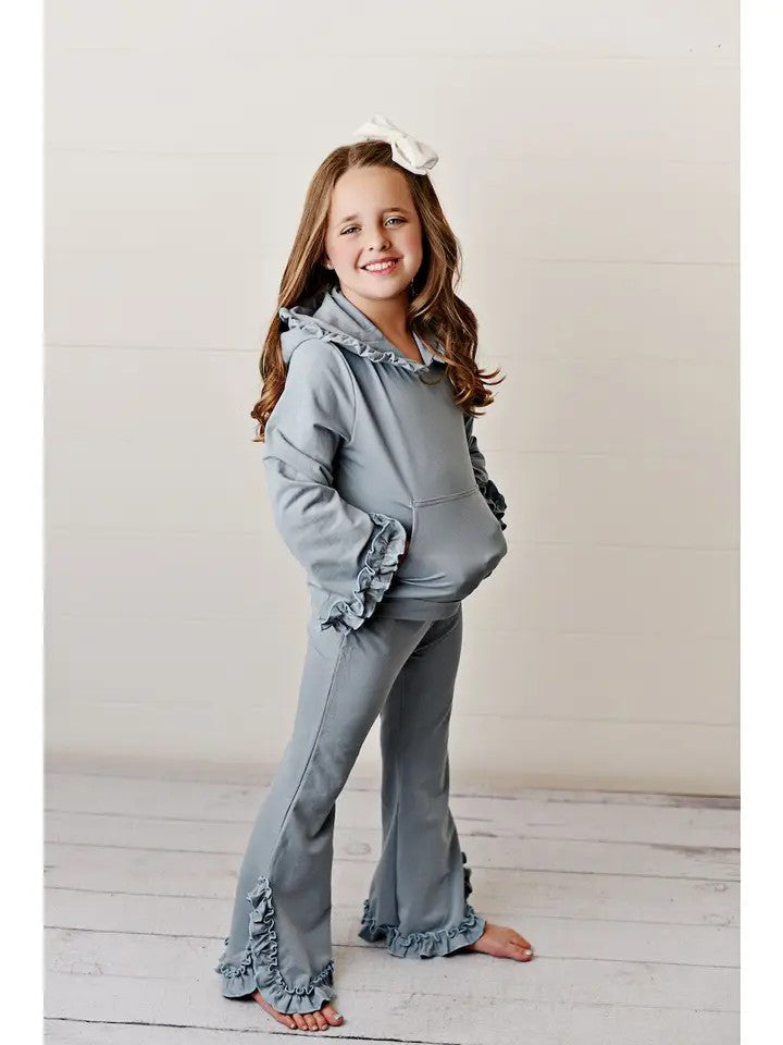 Gray Hooded Ruffle Set