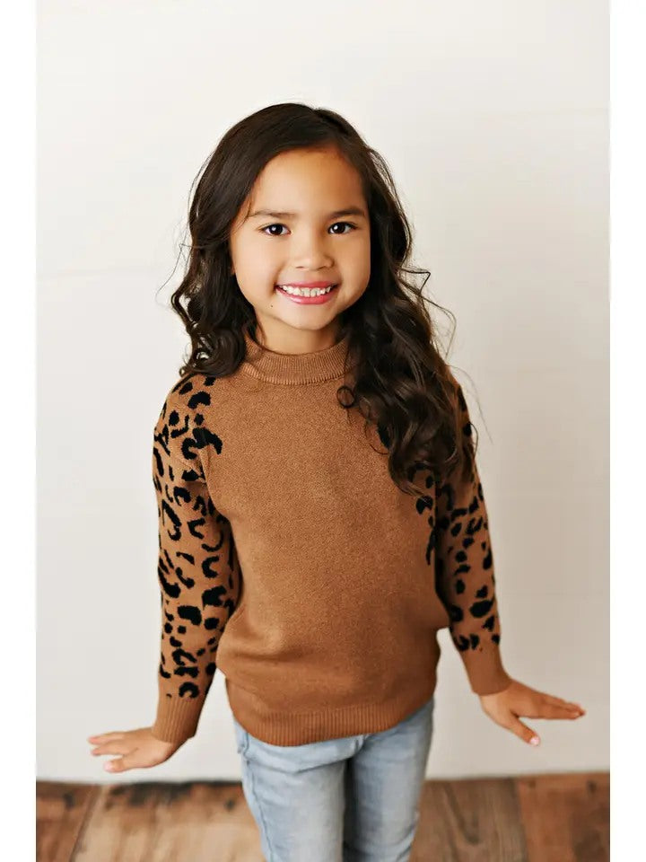 Brown Leopard Print Crew Neck Sweater