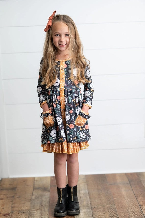 Fall Mustard Pumpkin Dress