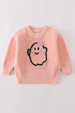 Load image into Gallery viewer, Pink hand-embroidery ghost pullover sweater
