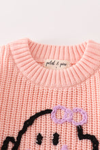 Load image into Gallery viewer, Pink hand-embroidery ghost pullover sweater
