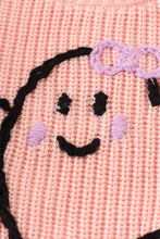 Load image into Gallery viewer, Pink hand-embroidery ghost pullover sweater
