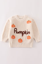 Load image into Gallery viewer, Beige hand-embroidery pumpkin pullover sweater
