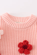 Load image into Gallery viewer, Pink floral hand-embroidery jumper sweater
