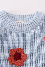 Load image into Gallery viewer, Blue floral hand-embroidery jumper sweater
