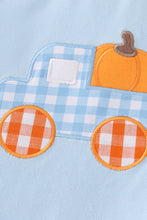Load image into Gallery viewer, Blue truck pumpkin embroidery boy set
