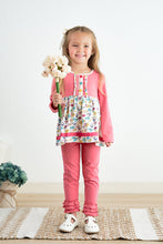 Load image into Gallery viewer, Platinum pink dot floral print tunic girl top
