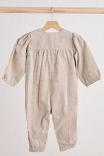 Load image into Gallery viewer, Grey floral embroidery linen girl romper
