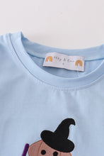 Load image into Gallery viewer, Blue halloween witch dog embroidery boy shorts set
