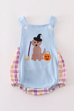 Load image into Gallery viewer, Blue halloween witch dog embroidery boy bubble
