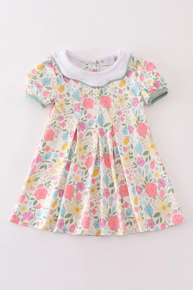 Spring Flowers Collared Dress