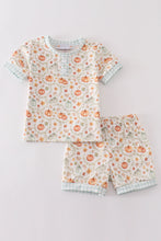 Load image into Gallery viewer, Green pumpkin print girl ruffle shorts set
