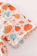 Load image into Gallery viewer, Orange pumpkin print girl dress
