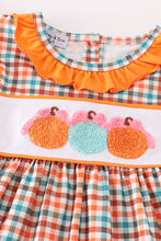 Load image into Gallery viewer, Pumpkin french knot gingham dress
