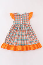 Load image into Gallery viewer, Pumpkin french knot gingham dress
