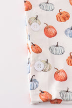 Load image into Gallery viewer, Blue pumpkin baby boy bloomers set
