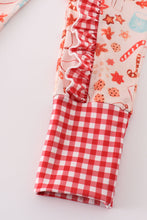 Load image into Gallery viewer, Red christmas candy cane zipper girl romper
